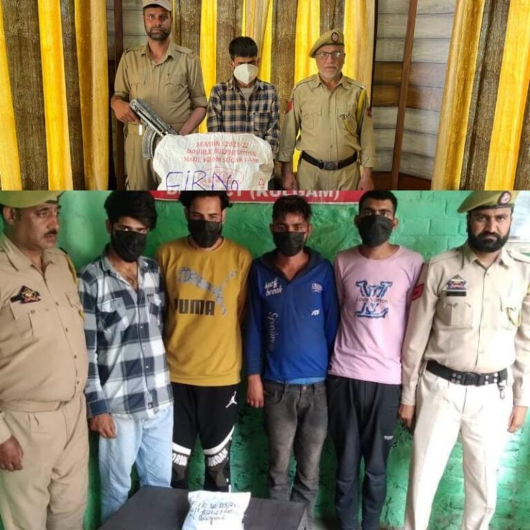 Big Achievement of Kashmir Police: Arrests 05 drug peddlers in Baramulla & Kulgam