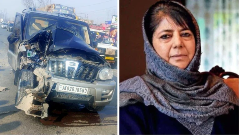 Mehbooba Mufti Escapes unhurt in car accident in Anantnag