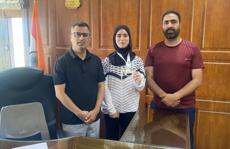 DC Bandipora Felicitates Sabqat Malik for Silver Medal at Asian Jiu Jitsu Championship