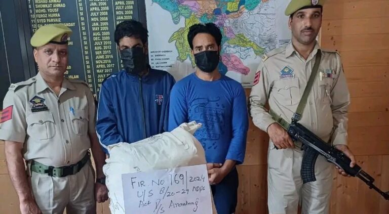 Two Drug Peddlers Arrested at Pehroo Curve Anantnag Police Check Point