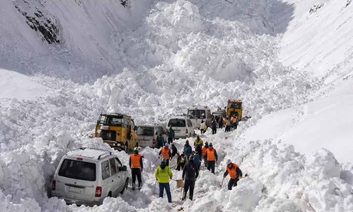 Avalanche Hits Vehicle at Zojila