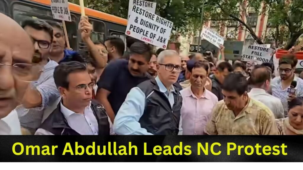 Omar Abdullah Leads NC Protest at Jantar Mantar