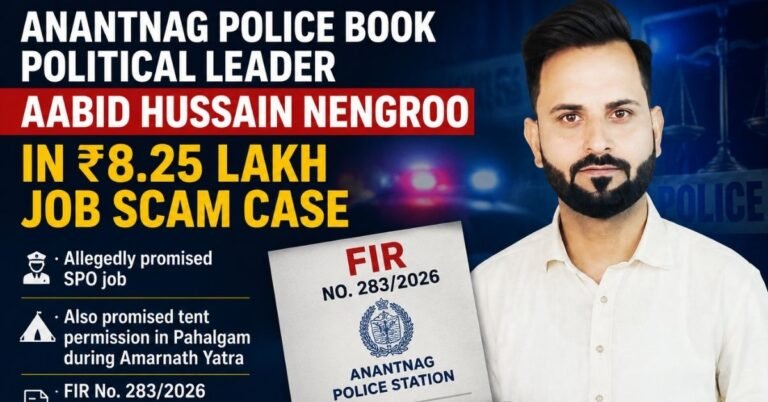 Anantnag Police Book Political Leader Aabid Hussain Nengroo in ₹8.25 Lakh Job Scam Case