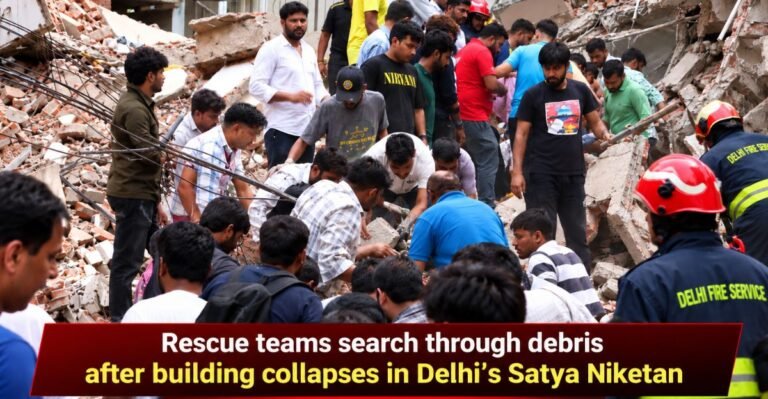 Breaking Delhi Building Collapse, Several Feared Trapped in Satya Niketan, Rescue Operation Underway