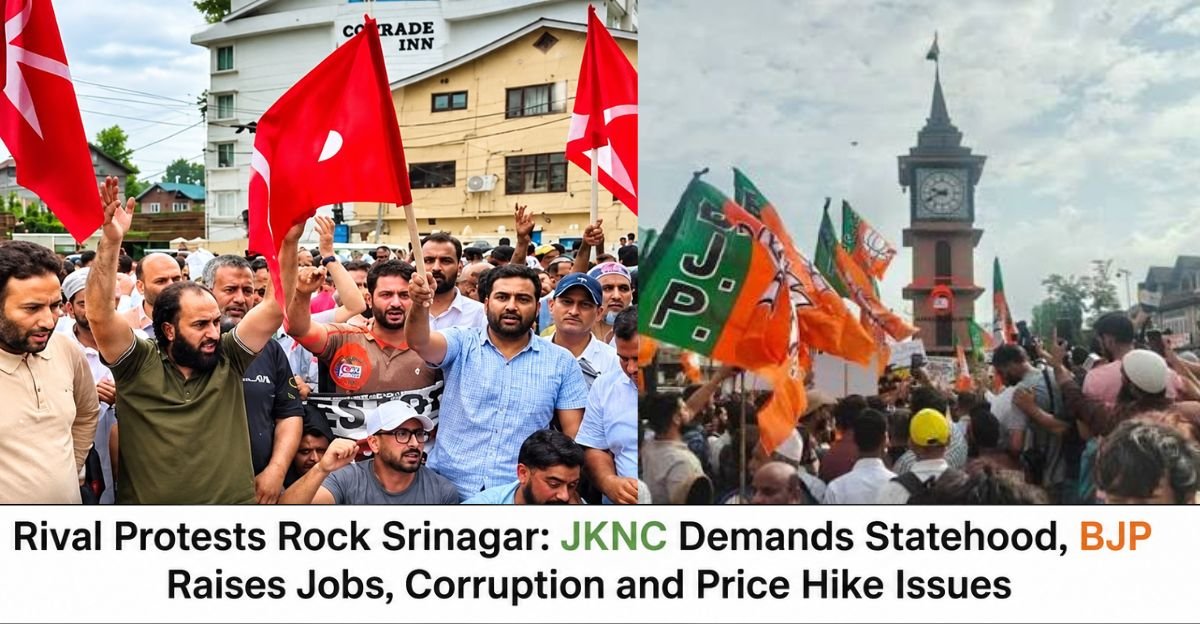 JKNC, BJP Stage Rival Protests in Srinagar
