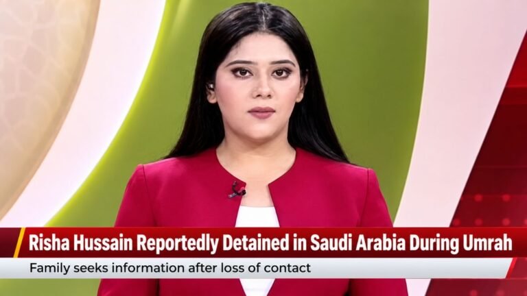 TV9 Bharatvarsh journalist Risha Hussain is reportedly detained in Saudi Arabia during Umrah, while her family seeks information about her whereabouts.